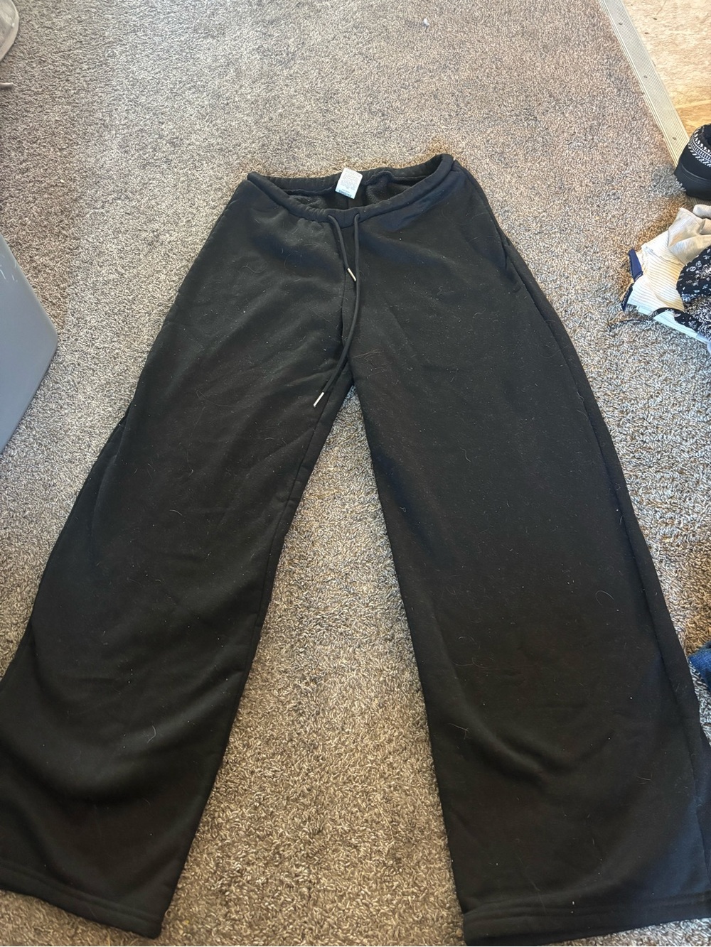 SHEIN Black Wide-Leg Fleece Jumpsuit Pants